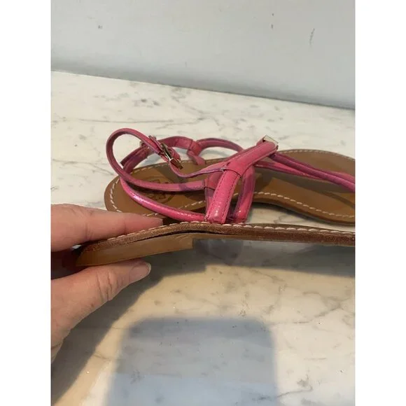 Tory Burch Shoes Womens Size 7 Pink Leather Thong Sandals Flip Flop Summer Flats - Picture 3 of 5